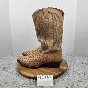 Dan Post Tan Full Quill Ostrich Leather Exotic Western Cowboy Boots Mens 9 D